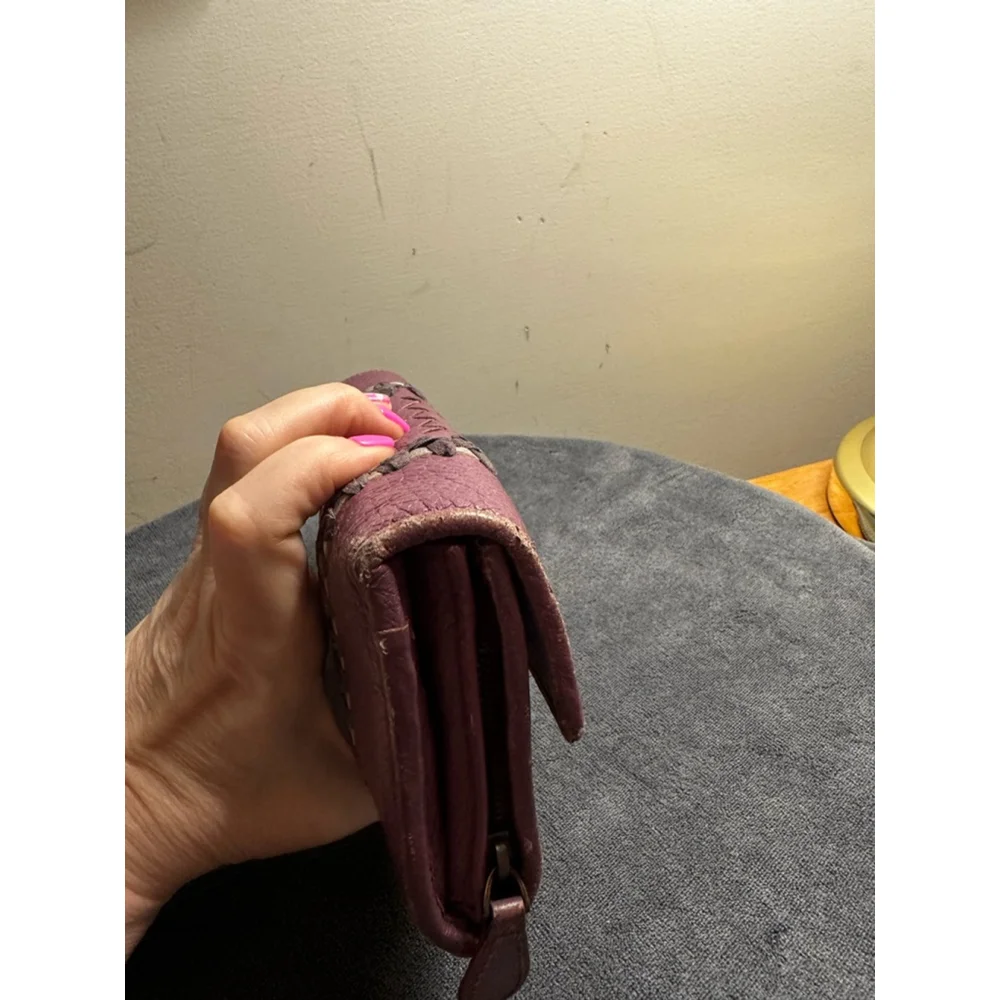 Bottega Veneta Purple Leather Long Snap Wallet w/ Woven Detail - Picture 15 of 15